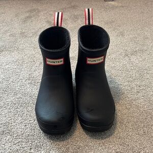 Hunter Black Rain Boots with Red Trim and Fleece Lining